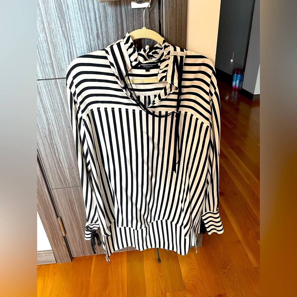 Brand new Striped black and white size 10-12 Derek lam blouse with black strings